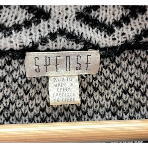 Spense Duster Women's Size XL Black White Geometric Cardigan Sweater - Picture 4 of 5